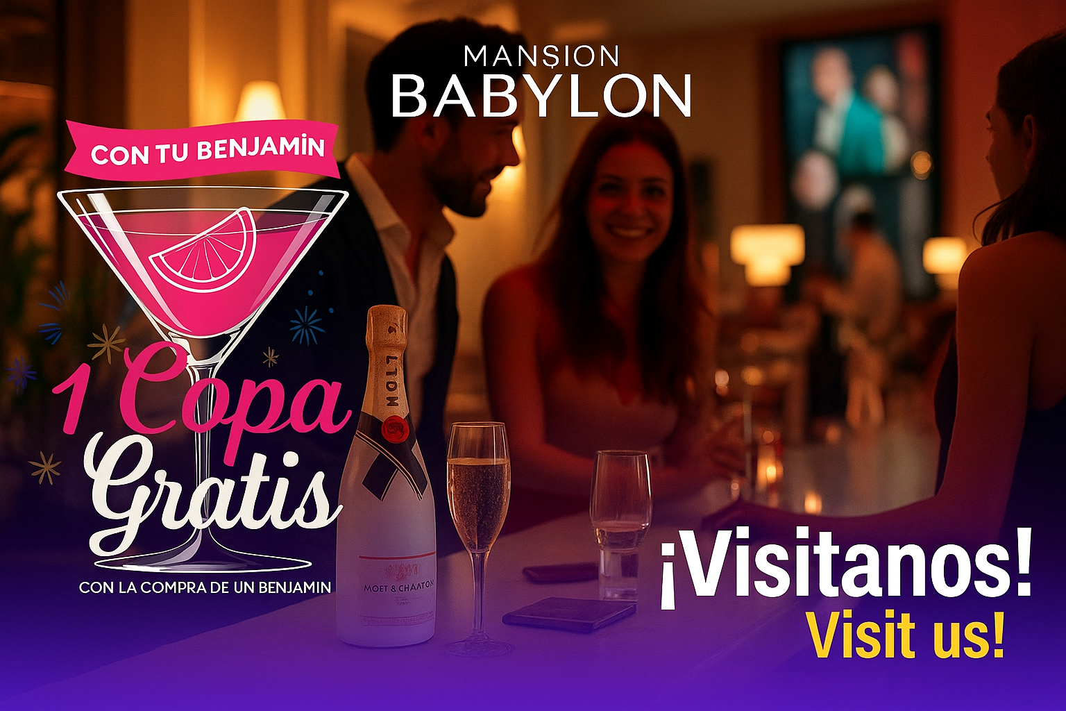Free drink with your Benjamín - Mansión Babylon Ibiza
